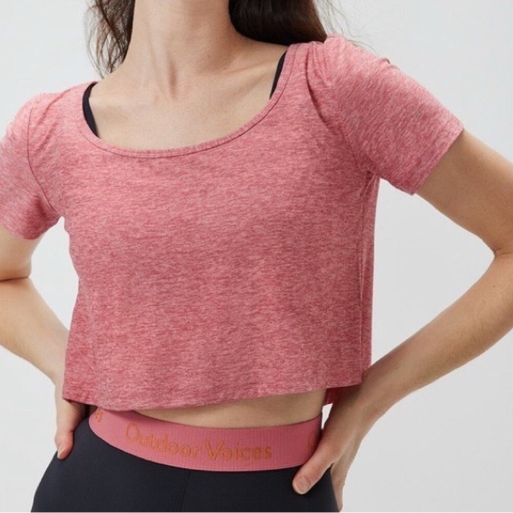 Outdoor Voices Pink Short Sleeve Crop Tee - CloudKnit